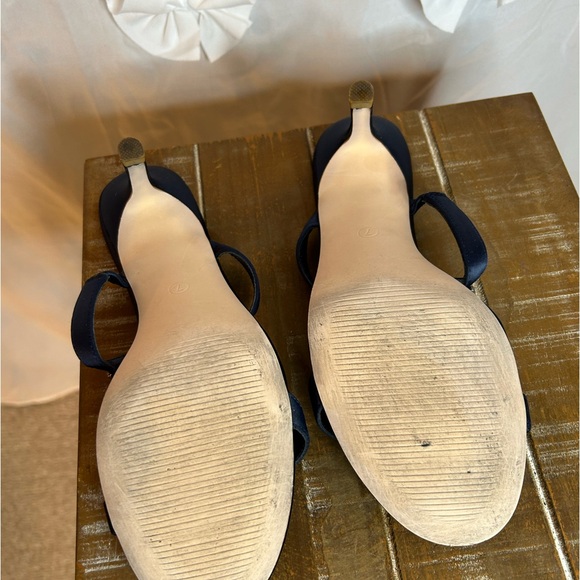 Navy Blue Kitten Heel Slide on Sandal/Shoe - Picture 4 of 4